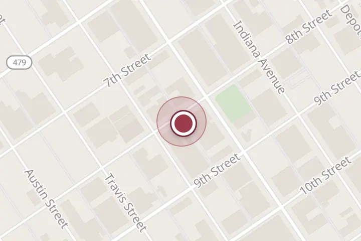 Street map around 813 8th St Ste 600, Wichita Falls, with a pin at Janice M. Tidwell, MA