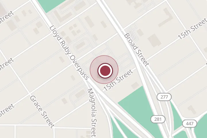 Street map around 1401 Holliday St #406, Wichita Falls, with a pin at Jay A. Cantrell, P.C.