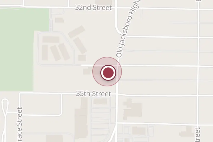 Street map around 3400 Old Jacksboro Hwy, Wichita Falls, with a pin at Johnson's Furniture Appliances & Mattresses