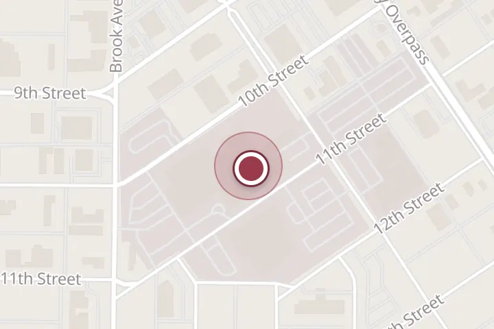Street map around 1600 11th St, Wichita Falls, with a pin at Kelley J. Cox, CNS