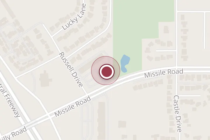 Street map around 2526 Missile Rd, Wichita Falls, with a pin at La Grand Cantina Wichita Falls