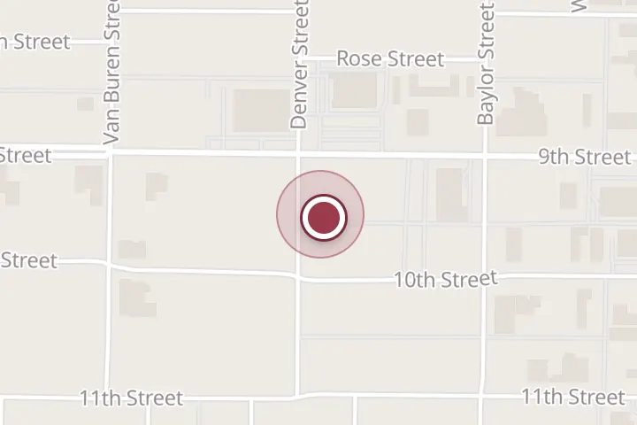 Street map around 907 Denver St, Wichita Falls, with a pin at Lil' Bit of Sue's