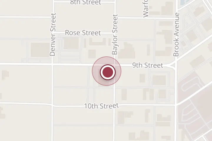 Street map around 1801 9th St, Wichita Falls, with a pin at Luby's