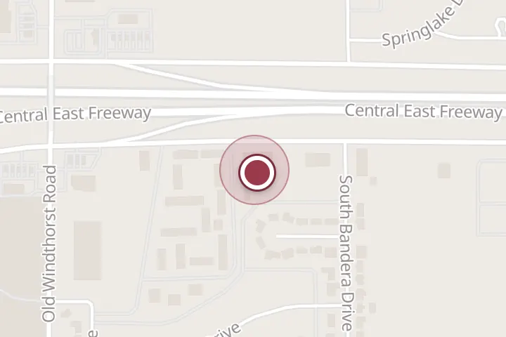 Street map around 1501 Central E Fwy, Wichita Falls, with a pin at Lydick-Hooks Roofing Co Inc
