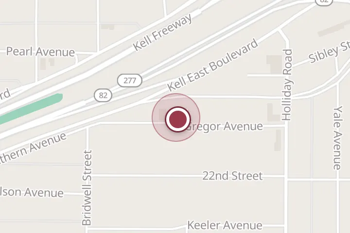 Street map around 1600 McGregor Ave, Wichita Falls, with a pin at Marant Roofing & Construction