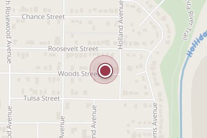 Street map around 1016 Woods St, Wichita Falls, with a pin at Marcie's Beauty Shop