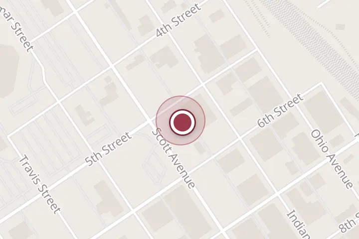 Street map around 501 Scott Ave, Wichita Falls, with a pin at McBrides Land & Cattle Co