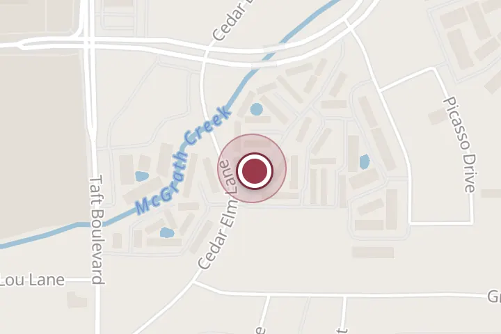 Street map around 4201 Cedar Elm Ln, Wichita Falls, with a pin at Momma's Got Cakes