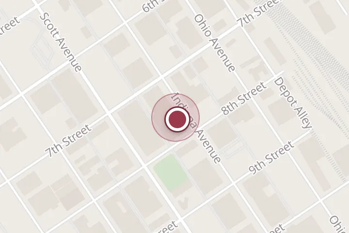 Street map around 720 Indiana Ave, Wichita Falls, with a pin at Museum of North Texas History