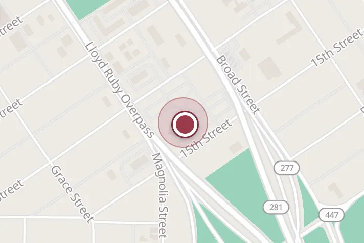 Street map around 1401 Holliday St Ste 400, Wichita Falls, with a pin at Nix Means Law