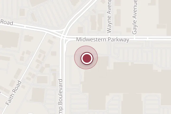 Street map around 3111 Midwestern Pkwy, Wichita Falls, with a pin at On The Border Mexican Grill & Cantina