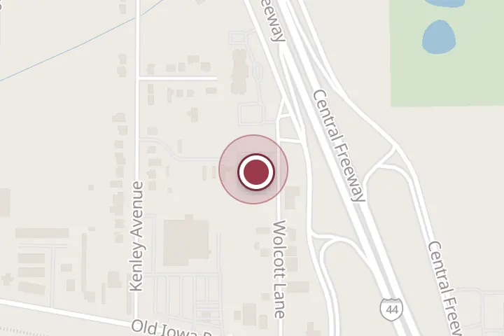 Street map around 1015 Wolcott Ln, Wichita Falls, with a pin at OYO Hotel Wichita Falls I-44 Sheppard Airforce