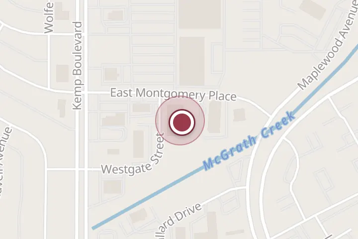Street map around 2515 E Montgomery Pl, Wichita Falls, with a pin at Parr's Furniture Galleries