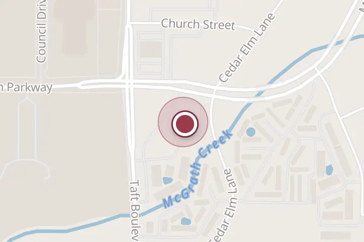 Street map around 2301 Midwestern Pkwy, Wichita Falls, with a pin at Pelican's