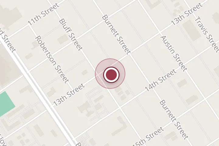 Street map around 1209 13th St, Wichita Falls, with a pin at Prines Barbecue & Catering