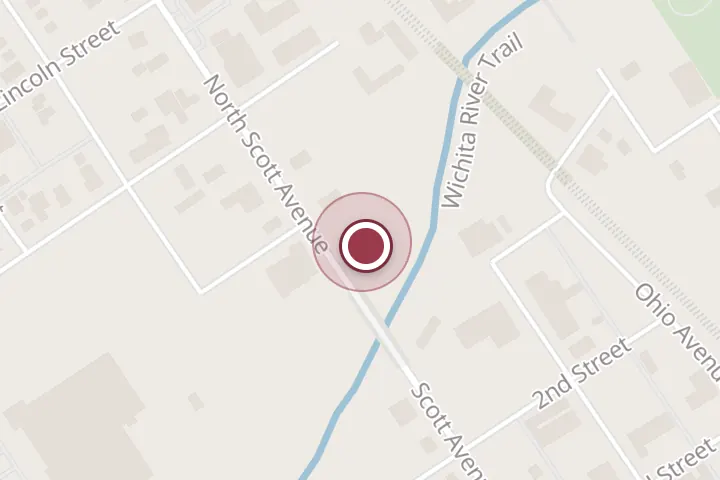 Street map around 305 N Scott Ave, Wichita Falls, with a pin at Pullin Fina Station
