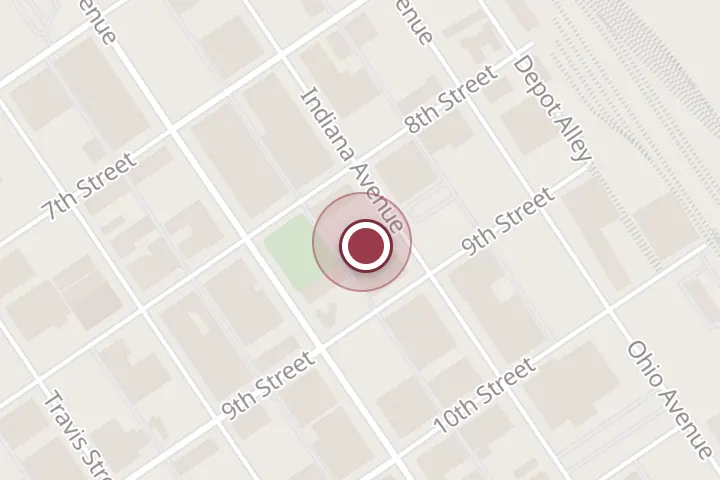 Street map around 814 Indiana Ave, Wichita Falls, with a pin at Rack House WF