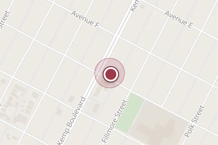Street map around 1615 Kemp Blvd #2, Wichita Falls, with a pin at Roofing Guys