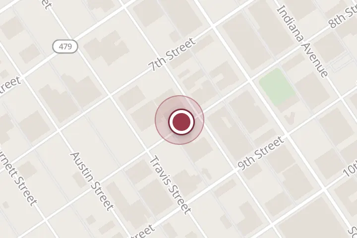 Street map around 900 8th St #1003, Wichita Falls, with a pin at Roofmatic