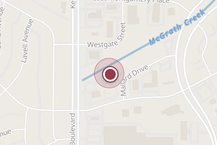 Street map around 2518 Mallard Dr, Wichita Falls, with a pin at Samurai of Tokyo | Japanese • Sushi