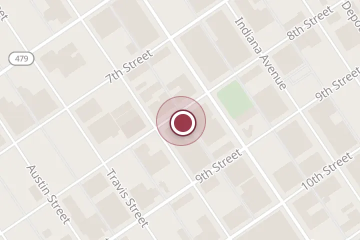 Street map around 809 8th St, Wichita Falls, with a pin at Savage Boards