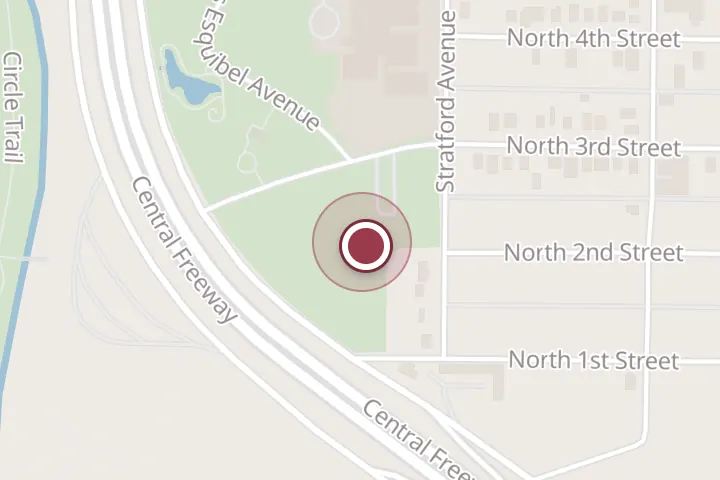 Street map around 201 Central E Fwy, Wichita Falls, with a pin at Scotland Ball Field