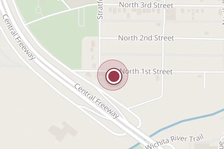 Street map around 99 Central E Fwy, Wichita Falls, with a pin at Scotland Park Motel & Apartments