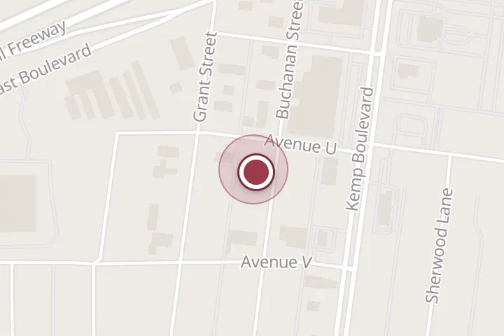 Street map around 2703 Ave U, Wichita Falls, with a pin at Shoop's Texas Termite & Pest Control