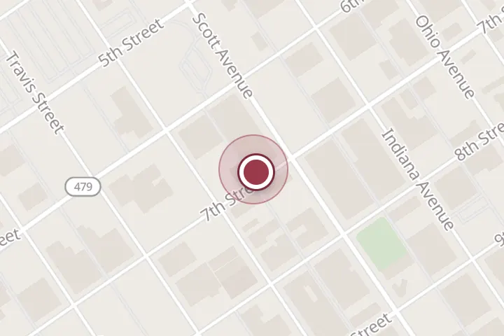 Street map around 810 7th St, Wichita Falls, with a pin at Stone Oven Pizza
