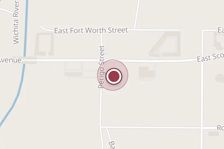 Street map around 1101 E Scott Ave, Wichita Falls, with a pin at SUGR