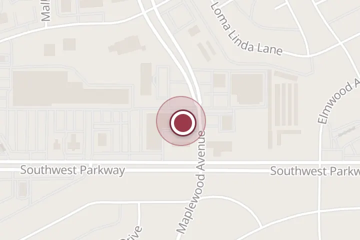 Street map around 2708 Southwest Pkwy, Wichita Falls, with a pin at Texas Best BBQ & Burgers