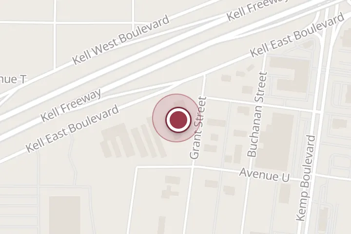 Street map around 2801 Kell E Blvd, Wichita Falls, with a pin at Texas Flooring Gallery