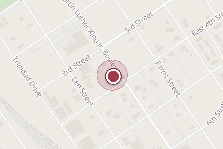 Street map around 308 Martin Luther King Jr Blvd, Wichita Falls, with a pin at Texas Smoke BBQ
