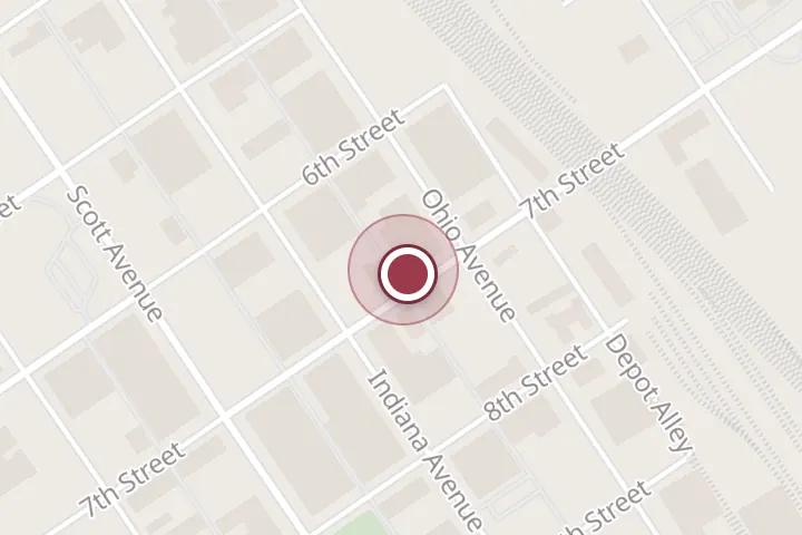 Street map around 612 7th St, Wichita Falls, with a pin at Texas Underground BBQ