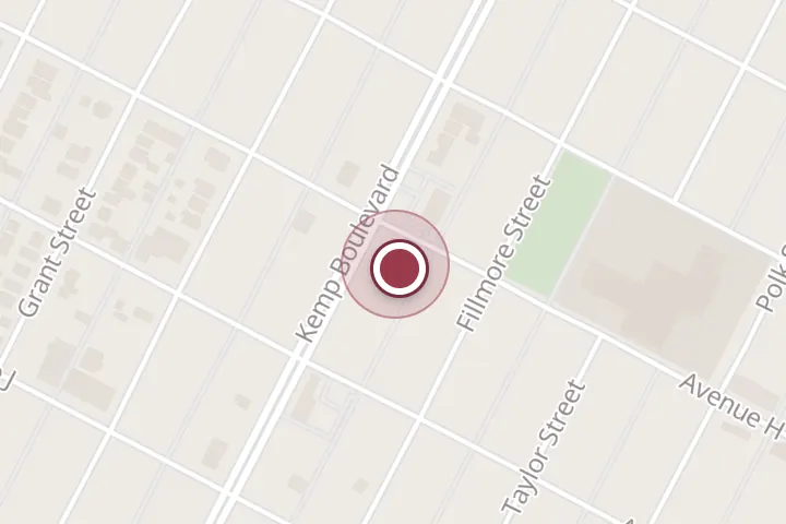 Street map around 1803 Kemp Blvd, Wichita Falls, with a pin at texoma tire and auto