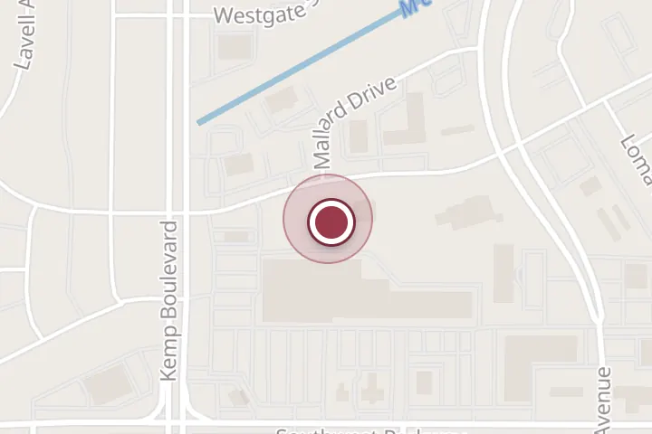 Street map around 1912 Elmwood Ave N Ave, Wichita Falls, with a pin at Thai Orchid