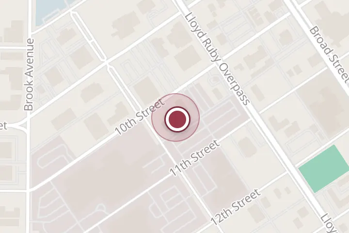Street map around 1515 10th St, Wichita Falls, with a pin at The Neurology Center of Wichita Falls: Jessica L Schultz, MD