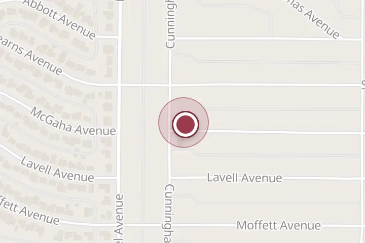 Street map around 4429 Cunningham Dr, Wichita Falls, with a pin at TOPS LAWN SERVICE