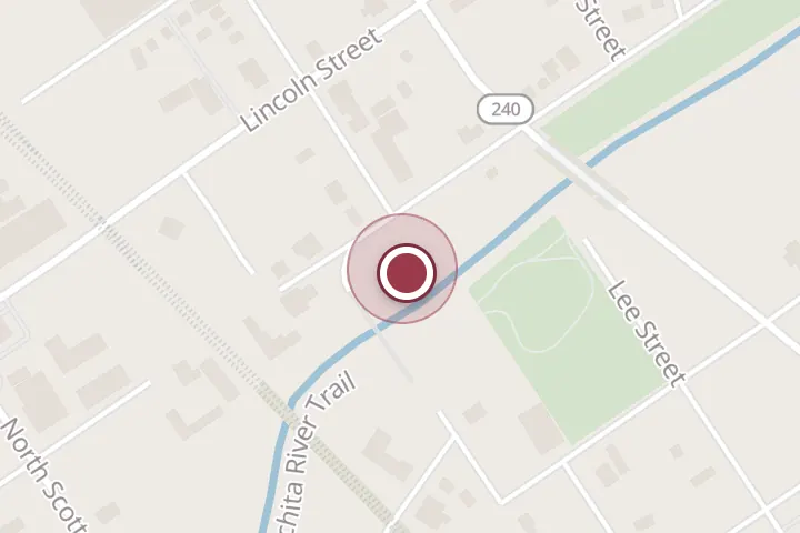 Street map around 501-603 Wichita St, Wichita Falls, with a pin at Wee-Chi-Tah Statue