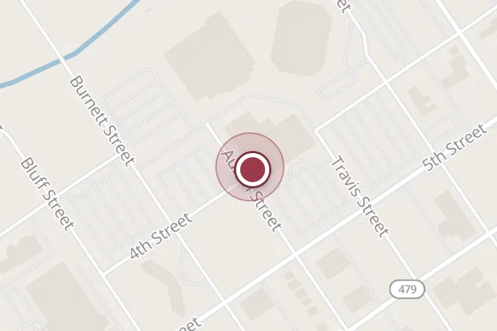 Street map around 306 Travis St #98.498406, Wichita Falls, with a pin at Wellborn 2R Steakhouse