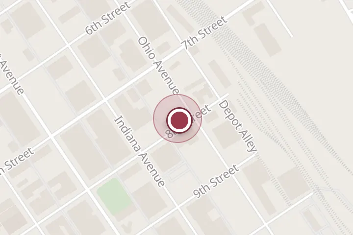 Street map around 600 8th St Ste. #110, Wichita Falls, with a pin at Wichita Falls Art Association