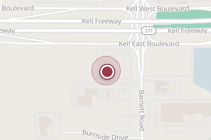 Street map around 5401 Kell E Blvd, Wichita Falls, with a pin at Wichita Falls Ford Parts