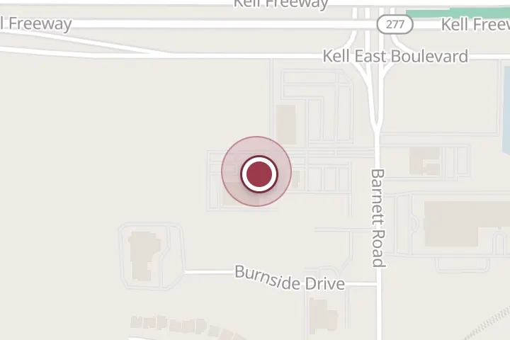 Street map around 5401 Kell E Blvd, Wichita Falls, with a pin at Wichita Falls Ford Service