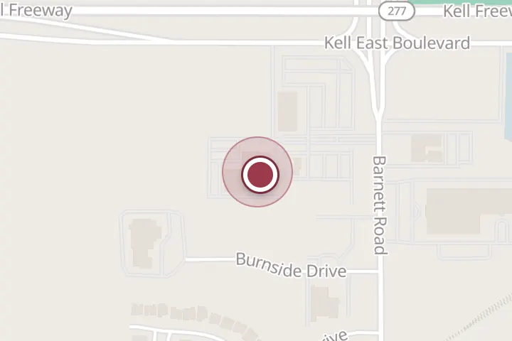 Street map around 5401 Kell E Blvd, Wichita Falls, with a pin at Wichita Falls Lincoln Service
