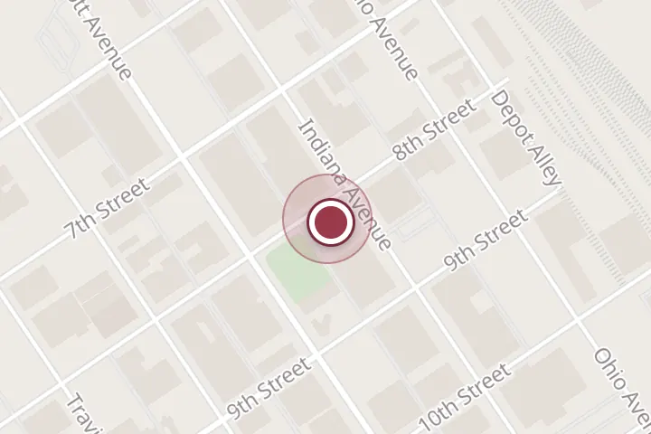 Street map around 800 Indiana Ave, Wichita Falls, with a pin at Wichita Tower